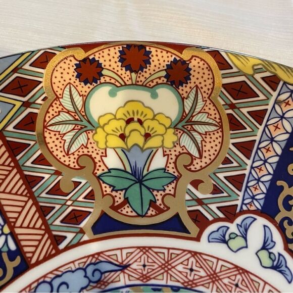 Japanese Imari Ware Porcelain Ceramic Plate Floral Design Collectible -Vtg! - Picture 11 of 17